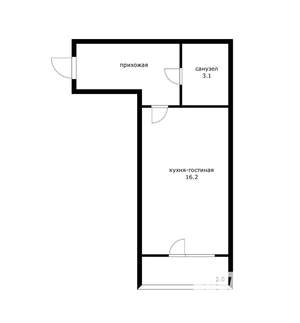 Студия квартира, вторичка, 27м2, 2/3 этаж