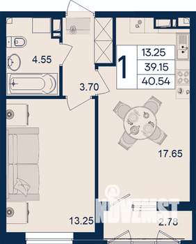 1-к квартира, вторичка, 41м2, 7/18 этаж