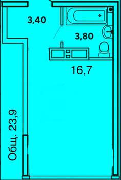 Студия квартира, вторичка, 20м2, 10/16 этаж
