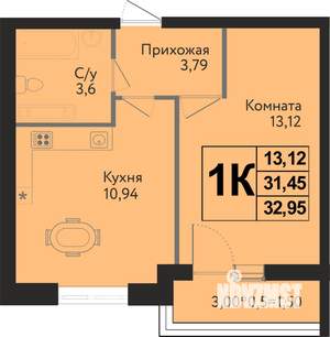 1-к квартира, вторичка, 33м2, 5/16 этаж