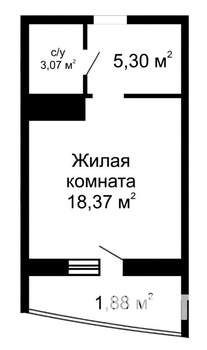 Студия квартира, вторичка, 27м2, 15/18 этаж