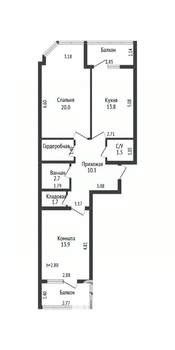 2-к квартира, вторичка, 70м2, 11/18 этаж