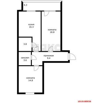 2-к квартира, вторичка, 74м2, 2/8 этаж