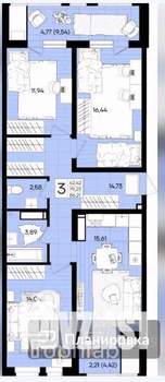 3-к квартира, вторичка, 81м2, 9/18 этаж