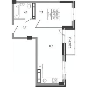 1-к квартира, вторичка, 43м2, 14/15 этаж