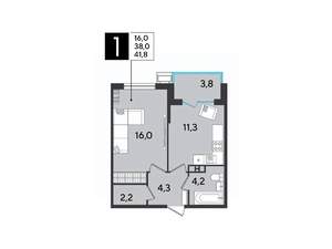 1-к квартира, вторичка, 42м2, 9/9 этаж