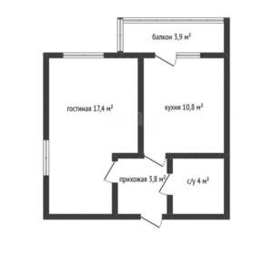 1-к квартира, вторичка, 38м2, 10/20 этаж