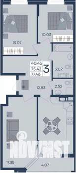 3-к квартира, вторичка, 77м2, 9/18 этаж