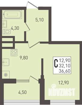 Студия квартира, вторичка, 37м2, 3/8 этаж