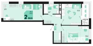 2-к квартира, вторичка, 67м2, 13/18 этаж