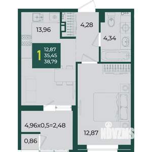 1-к квартира, вторичка, 39м2, 3/18 этаж