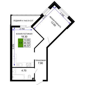 1-к квартира, вторичка, 47м2, 1/12 этаж