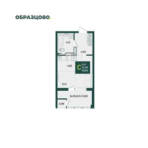 Студия квартира, вторичка, 27м2, 16/18 этаж