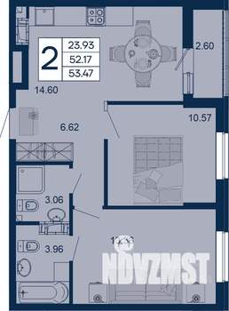 2-к квартира, вторичка, 53м2, 6/18 этаж