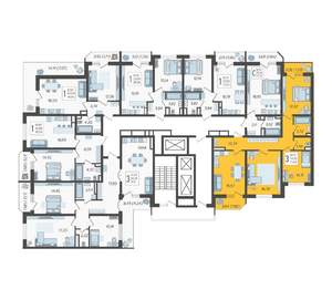 3-к квартира, строящийся дом, 78м2, 19/23 этаж