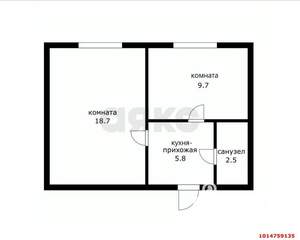1-к квартира, вторичка, 37м2, 1/2 этаж
