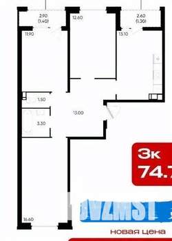 3-к квартира, вторичка, 78м2, 11/18 этаж