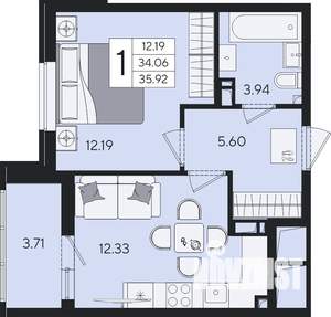1-к квартира, вторичка, 36м2, 7/8 этаж