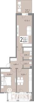 2-к квартира, вторичка, 62м2, 3/15 этаж
