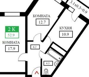 2-к квартира, вторичка, 55м2, 23/24 этаж