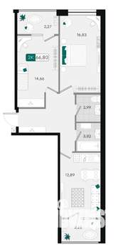 2-к квартира, вторичка, 67м2, 4/18 этаж