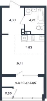 Студия квартира, вторичка, 27м2, 3/18 этаж