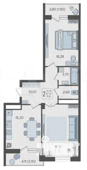 2-к квартира, вторичка, 75м2, 15/16 этаж