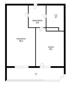 1-к квартира, вторичка, 41м2, 11/16 этаж