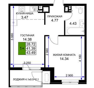 1-к квартира, вторичка, 43м2, 7/16 этаж