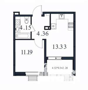 1-к квартира, вторичка, 35м2, 4/8 этаж