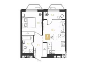 1-к квартира, вторичка, 39м2, 8/9 этаж