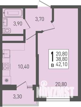 1-к квартира, вторичка, 42м2, 17/22 этаж