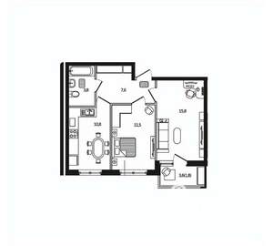 2-к квартира, вторичка, 51м2, 5/9 этаж