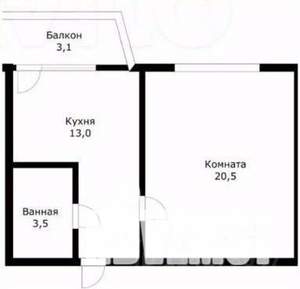 1-к квартира, вторичка, 38м2, 5/6 этаж