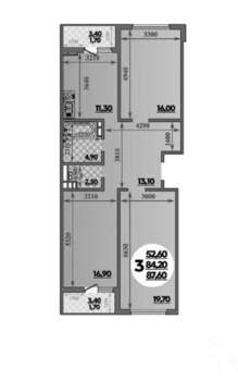 3-к квартира, вторичка, 85м2, 12/19 этаж