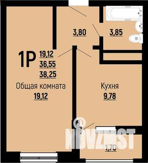 1-к квартира, вторичка, 38м2, 21/22 этаж