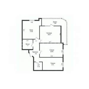 3-к квартира, вторичка, 96м2, 13/20 этаж