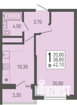1-к квартира, вторичка, 42м2, 5/22 этаж