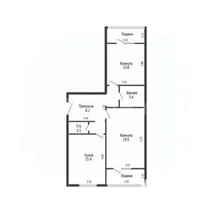 2-к квартира, вторичка, 65м2, 6/16 этаж