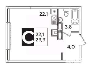 Студия квартира, вторичка, 30м2, 10/16 этаж