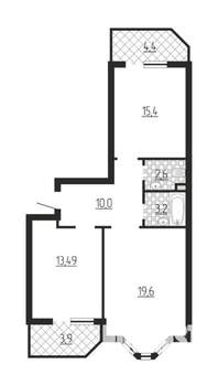 2-к квартира, вторичка, 65м2, 1/17 этаж