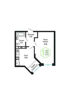 1-к квартира, вторичка, 40м2, 8/24 этаж