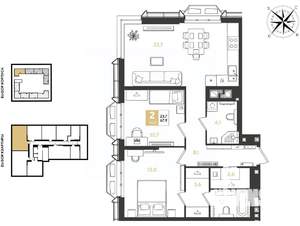 2-к квартира, вторичка, 68м2, 14/18 этаж