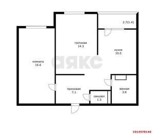 2-к квартира, вторичка, 55м2, 13/19 этаж