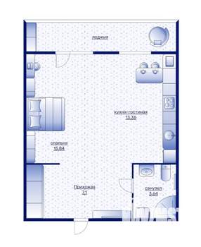 1-к квартира, вторичка, 47м2, 18/24 этаж