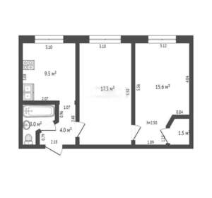 2-к квартира, вторичка, 51м2, 5/5 этаж