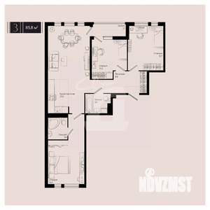 3-к квартира, вторичка, 86м2, 15/19 этаж