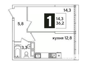 1-к квартира, вторичка, 36м2, 16/16 этаж