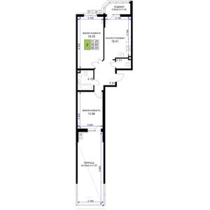 2-к квартира, строящийся дом, 68м2, 3/18 этаж