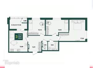 3-к квартира, вторичка, 78м2, 8/18 этаж